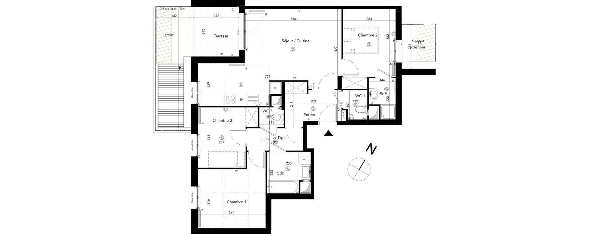 Appartement T4 de 81,26 m2 &agrave; Chessy Les studios et congr&egrave;s