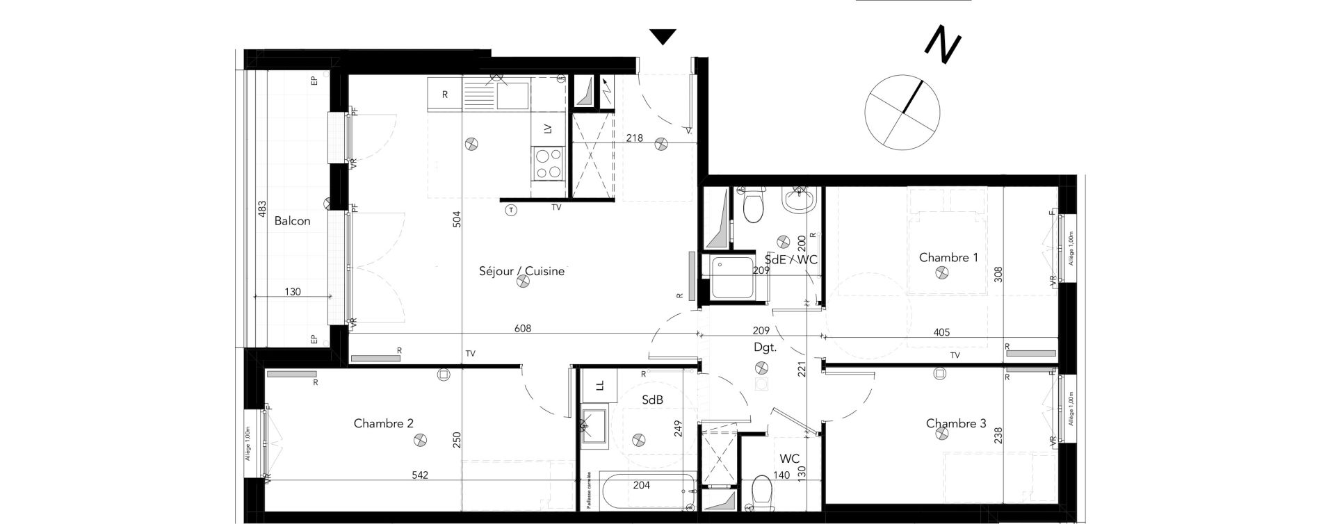 Appartement T4 de 81,17 m2 &agrave; Chessy Les studios et congr&egrave;s