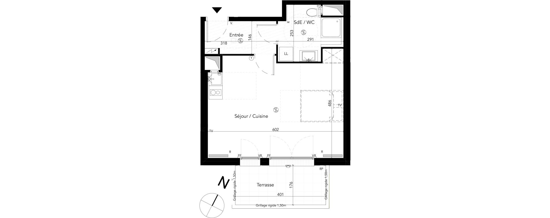 Appartement T1 de 37,99 m2 &agrave; Chessy Les studios et congr&egrave;s