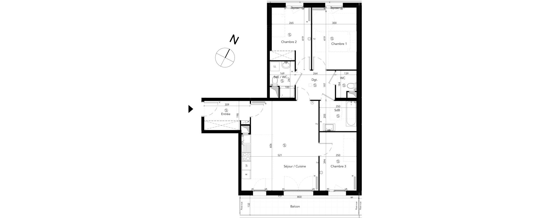 Appartement T4 de 84,53 m2 &agrave; Chessy Les studios et congr&egrave;s