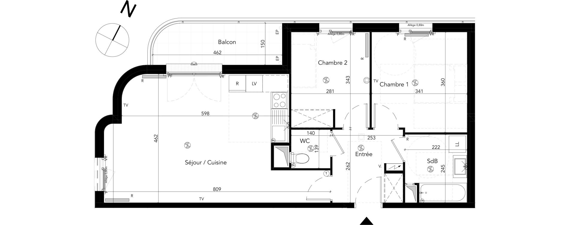 Appartement T3 de 65,39 m2 &agrave; Chessy Les studios et congr&egrave;s