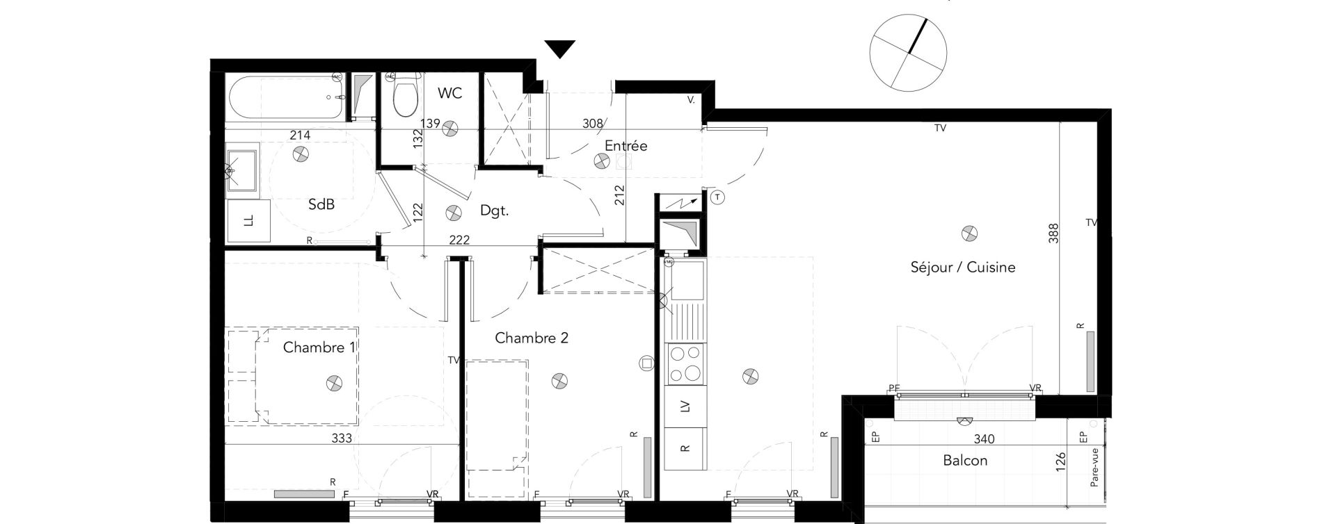 Appartement T3 de 62,50 m2 &agrave; Chessy Les studios et congr&egrave;s