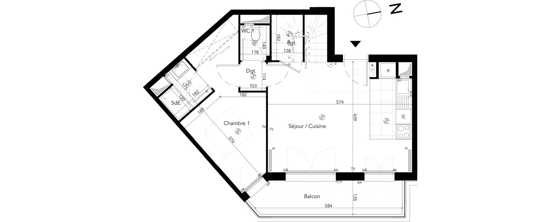Appartement T5 de 87,95 m2 &agrave; Chessy Les studios et congr&egrave;s