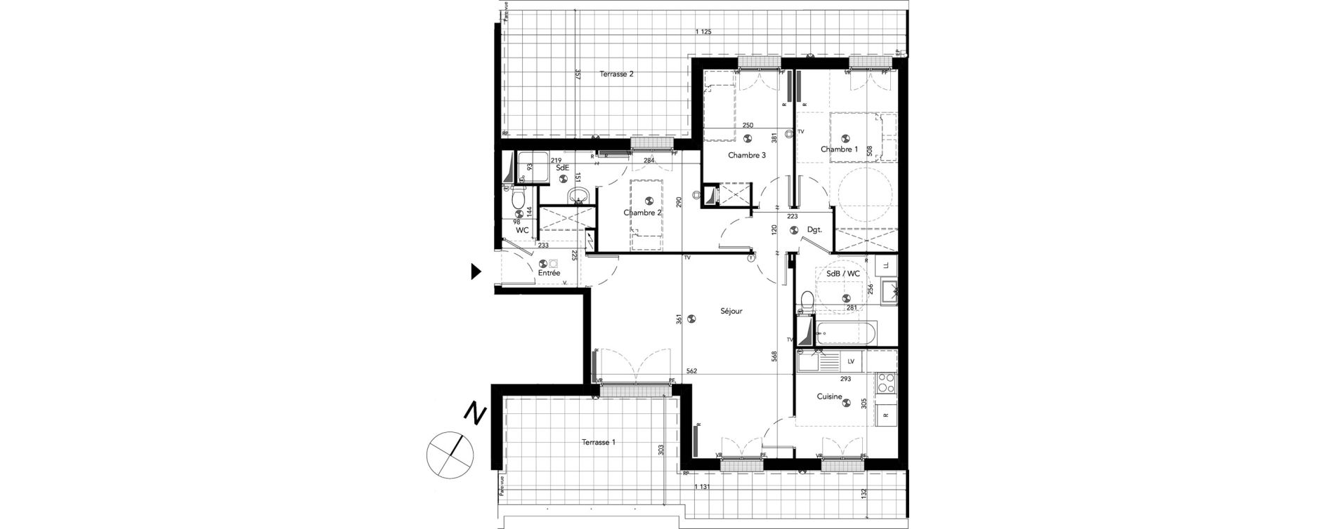 Appartement T4 de 84,96 m2 &agrave; Chessy Les studios et congr&egrave;s