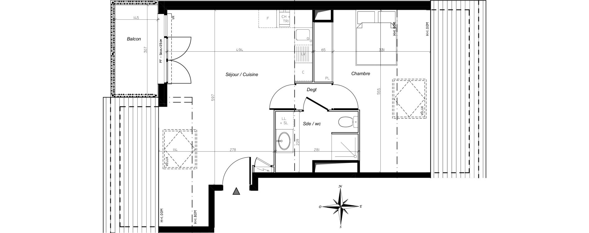 Appartement T2 de 41,03 m2 &agrave; Chevry-Cossigny Centre