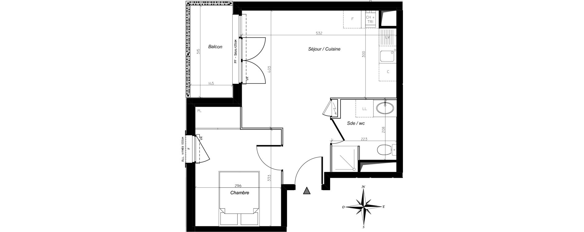 Appartement T2 de 37,64 m2 &agrave; Chevry-Cossigny Centre