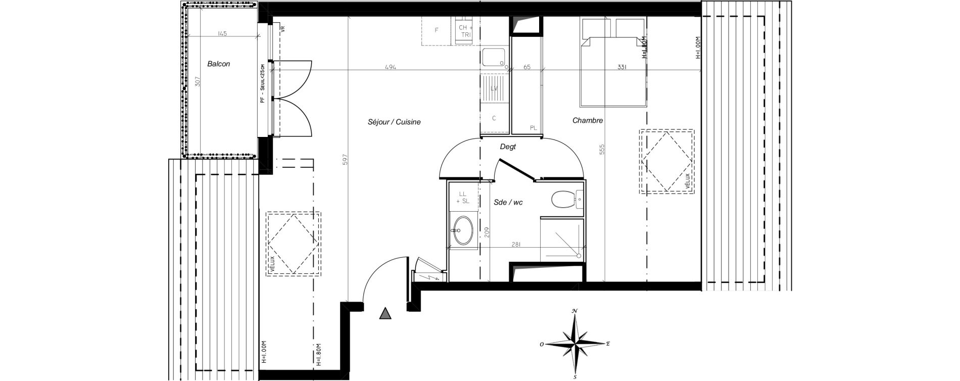 Appartement T2 de 41,03 m2 &agrave; Chevry-Cossigny Centre