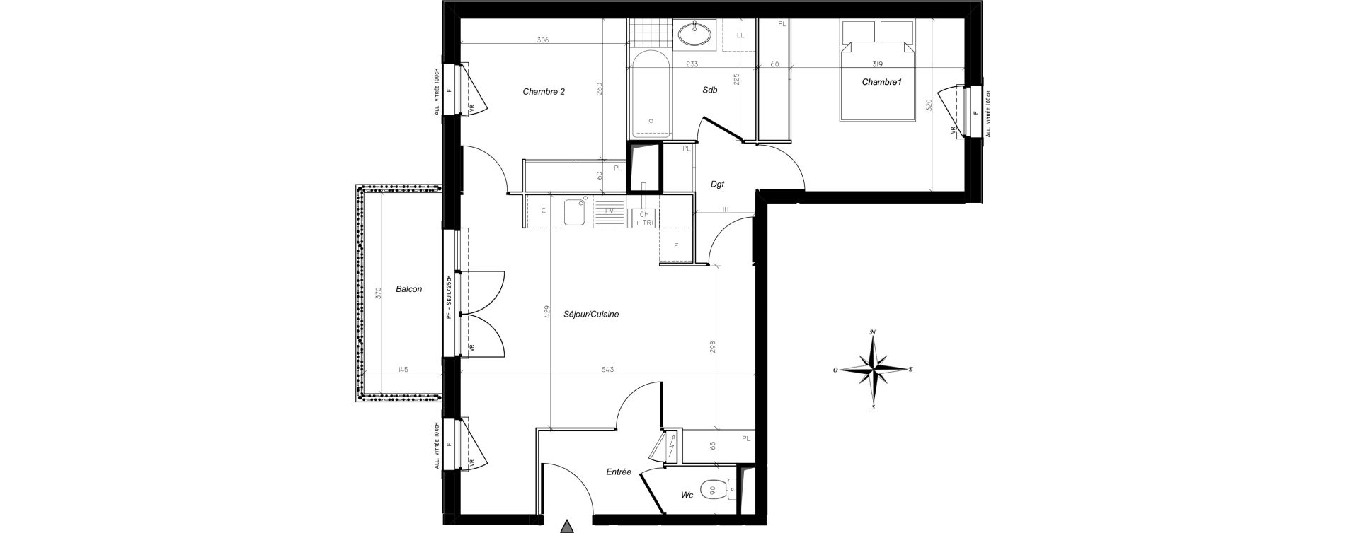 Appartement T3 de 59,59 m2 &agrave; Chevry-Cossigny Centre