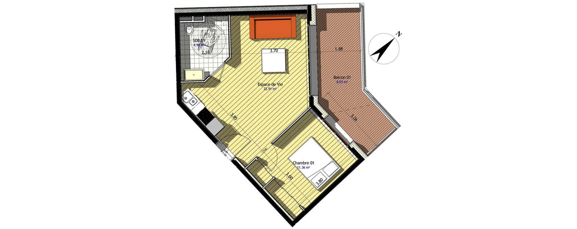 Appartement T2 de 39,23 m2 &agrave; Claye-Souilly Centre