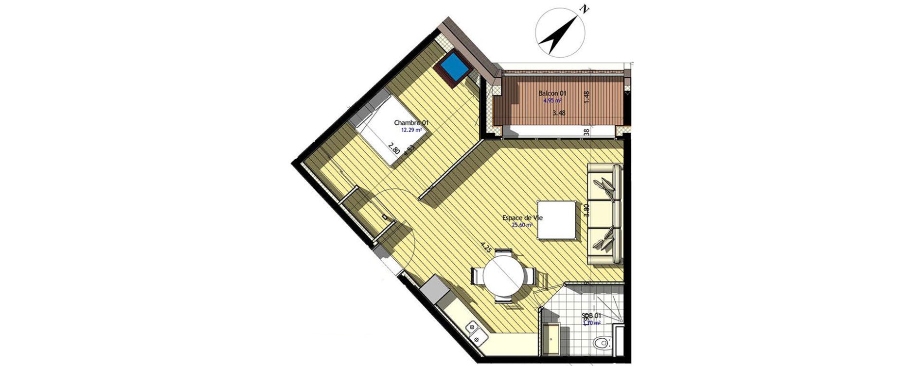 Appartement T2 de 41,59 m2 &agrave; Claye-Souilly Centre
