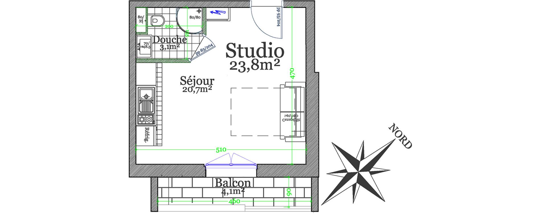 Studio de 23,80 m2 &agrave; Claye-Souilly Centre