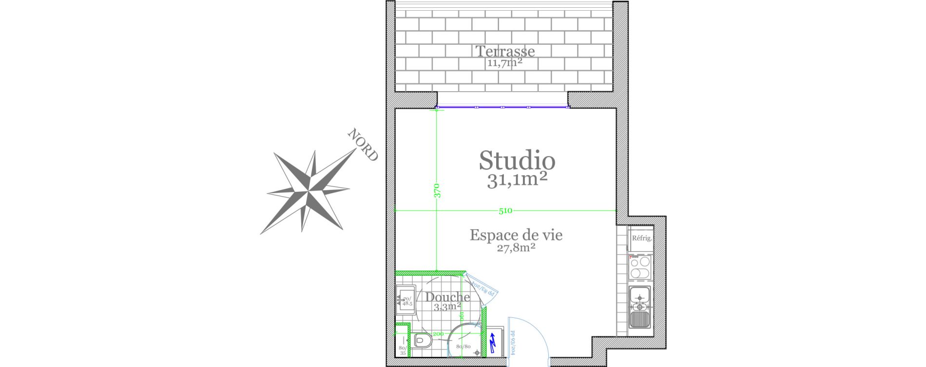 Studio de 31,10 m2 &agrave; Claye-Souilly Centre
