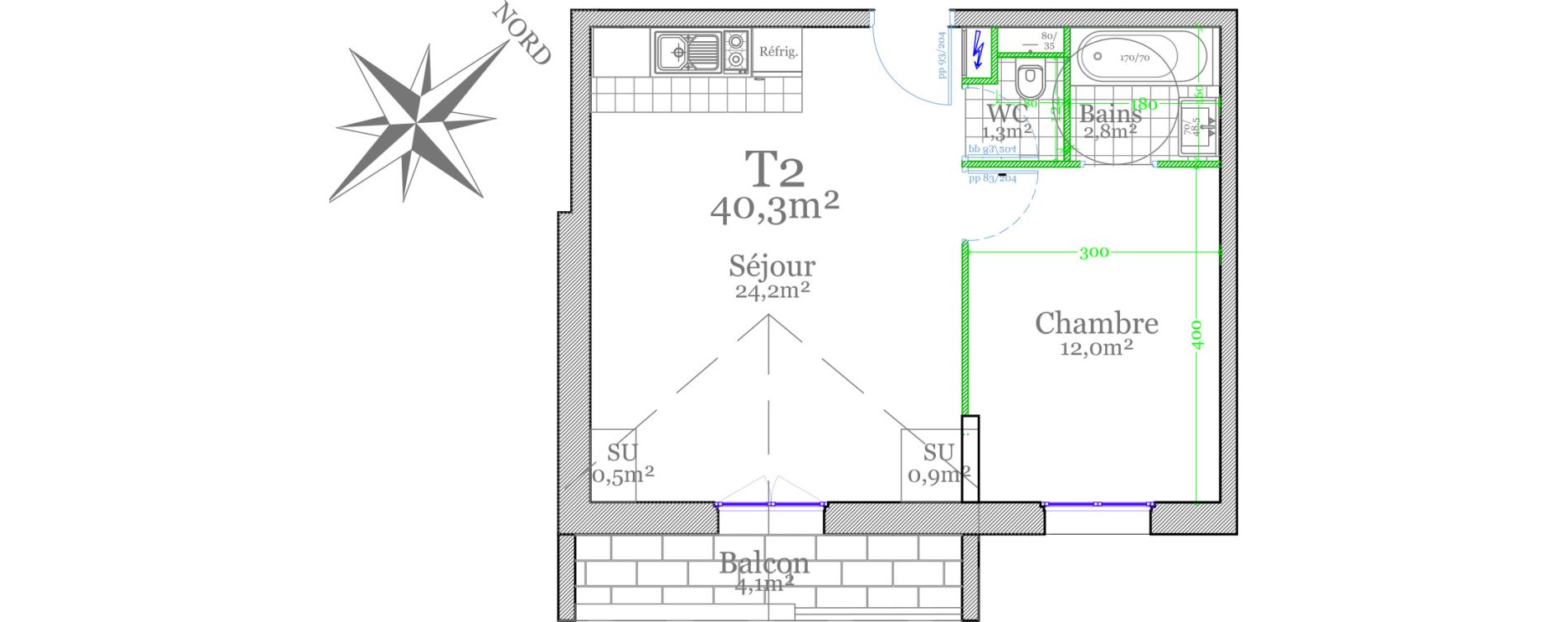 Appartement T2 de 40,30 m2 &agrave; Claye-Souilly Centre