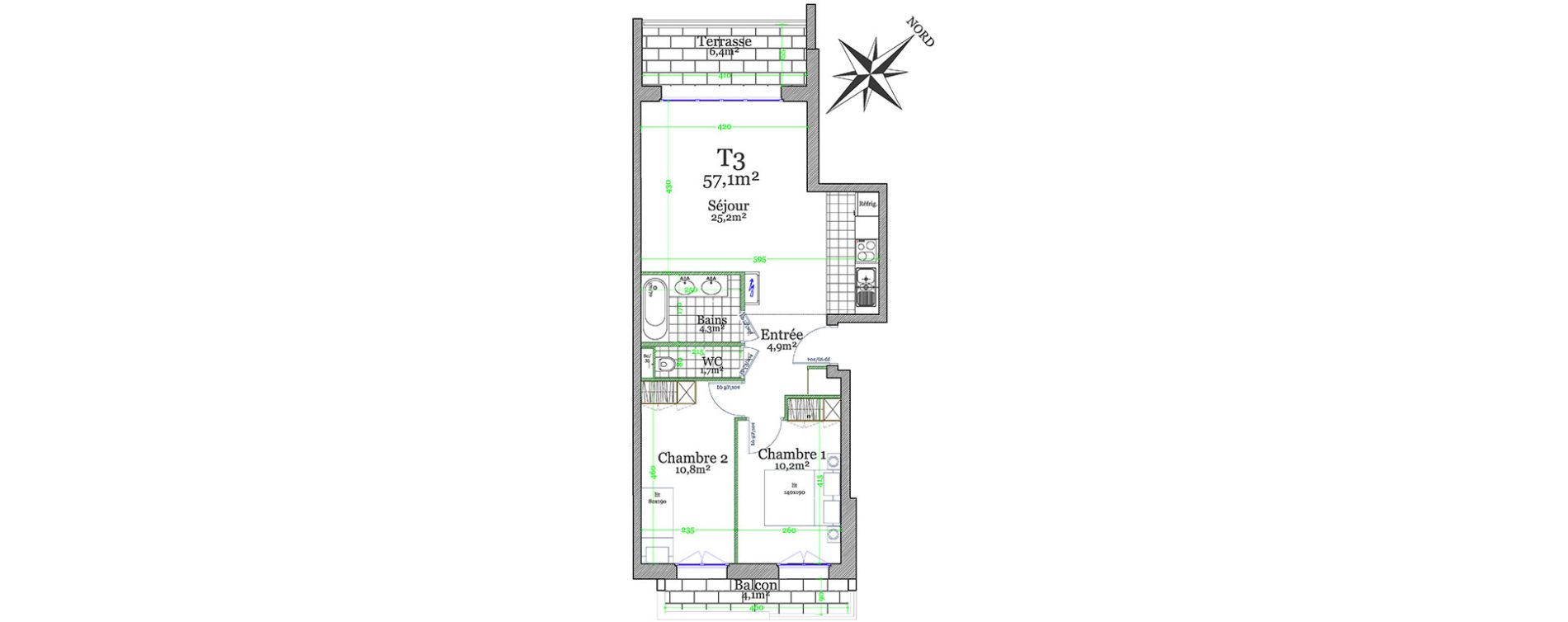 Appartement T3 de 57,10 m2 &agrave; Claye-Souilly Centre
