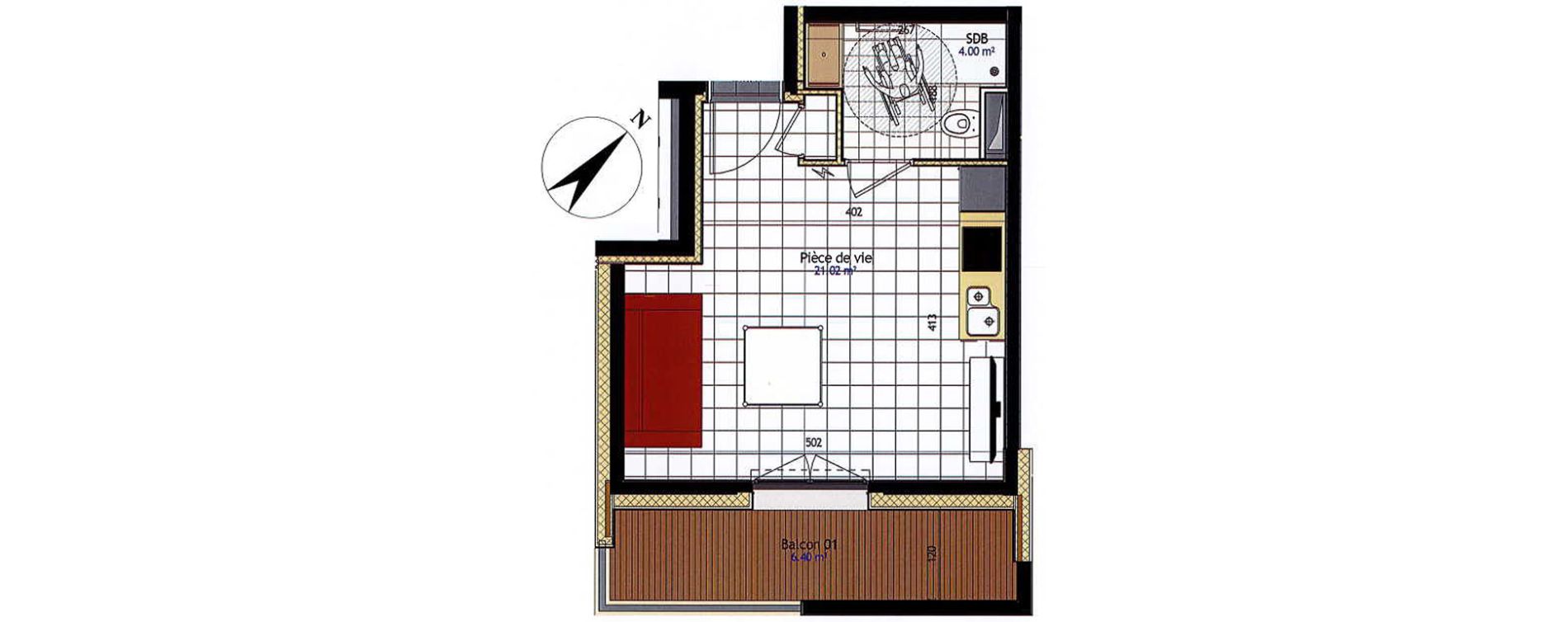 Appartement T1 de 25,02 m2 &agrave; Claye-Souilly Centre