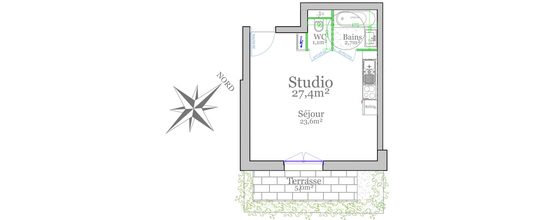 Studio de 27,40 m2 &agrave; Claye-Souilly Centre