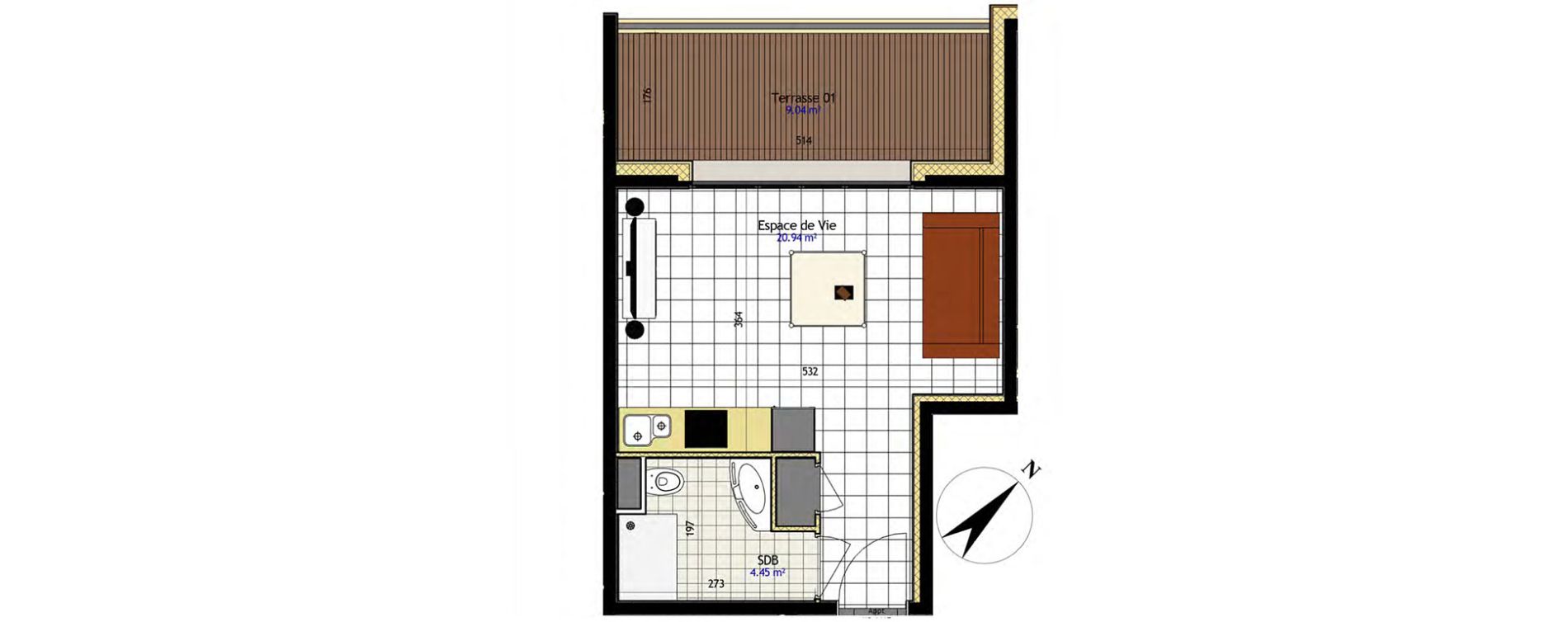 Appartement T1 de 25,39 m2 &agrave; Claye-Souilly Centre