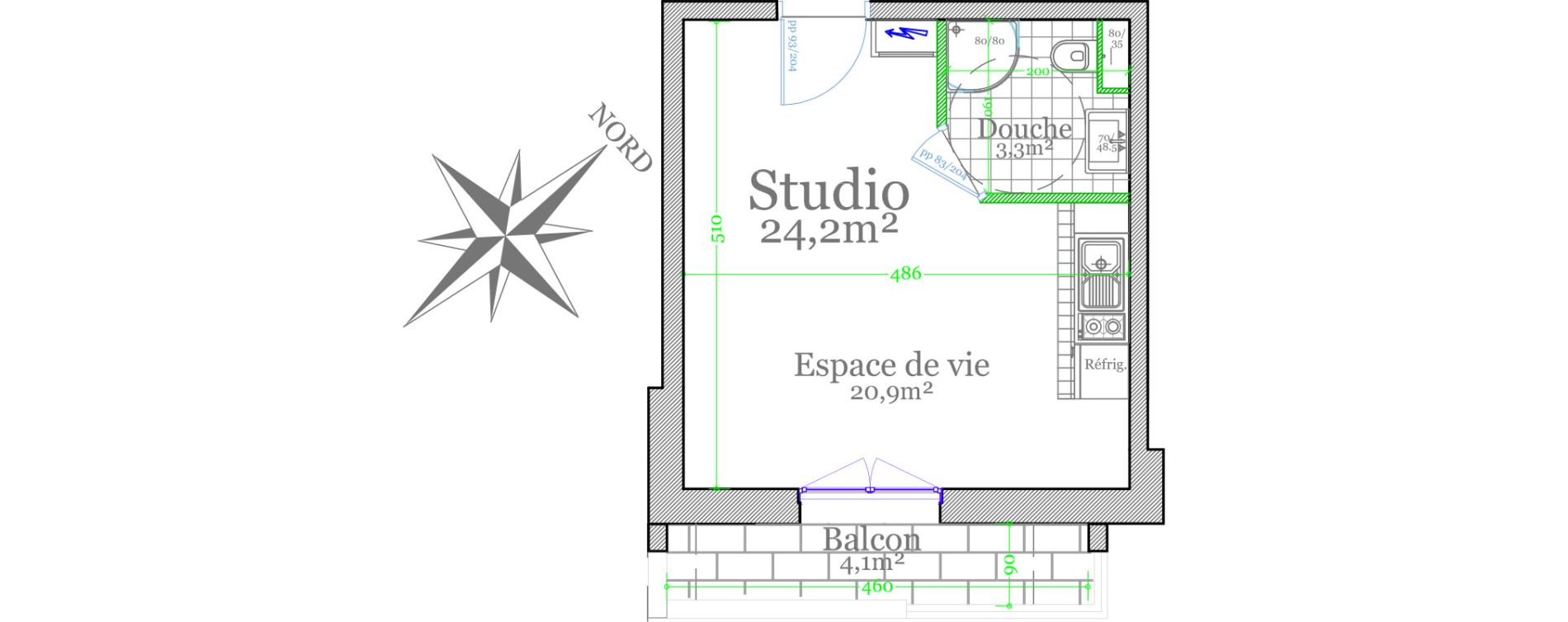 Studio de 24,20 m2 &agrave; Claye-Souilly Centre