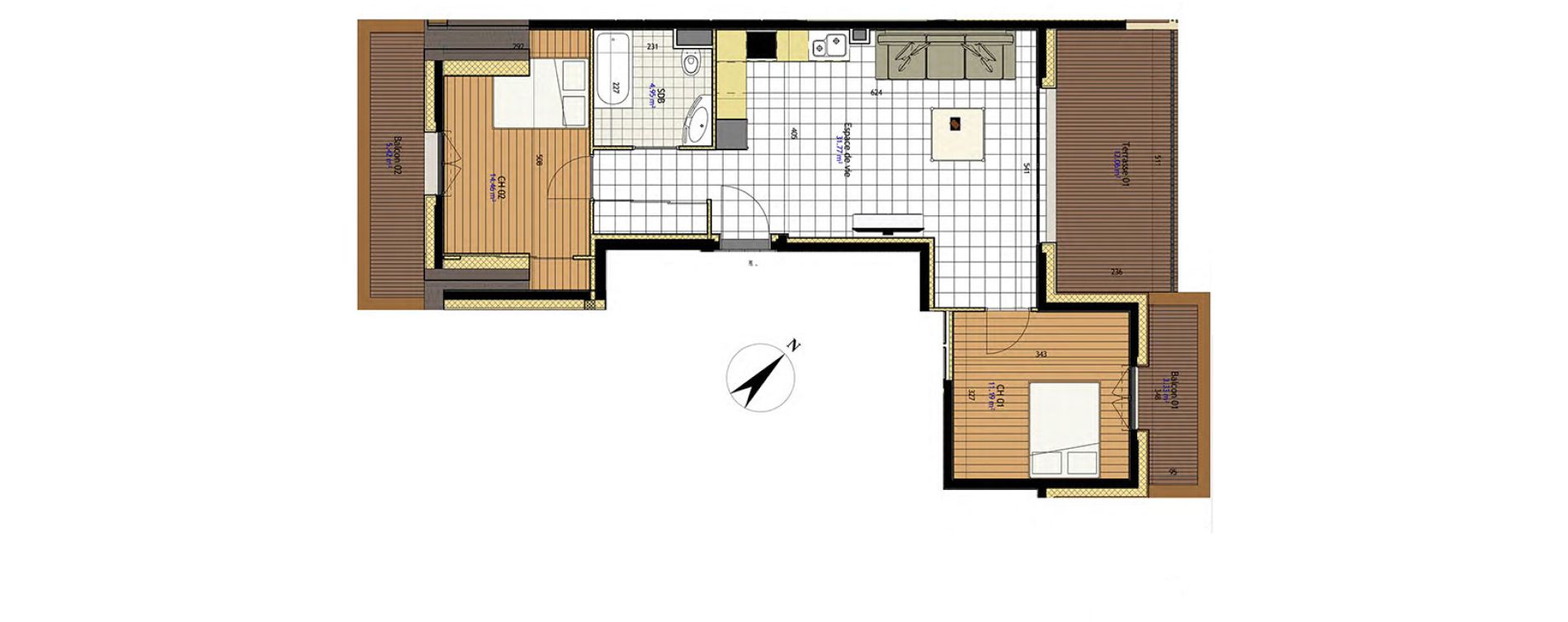 Appartement T3 de 62,36 m2 &agrave; Claye-Souilly Centre