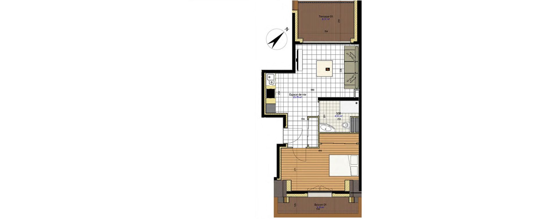 Appartement T2 de 44,08 m2 &agrave; Claye-Souilly Centre