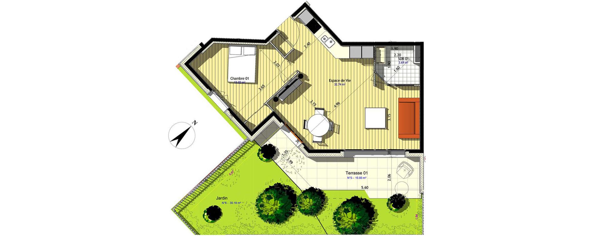 Appartement T2 de 49,45 m2 &agrave; Claye-Souilly Centre