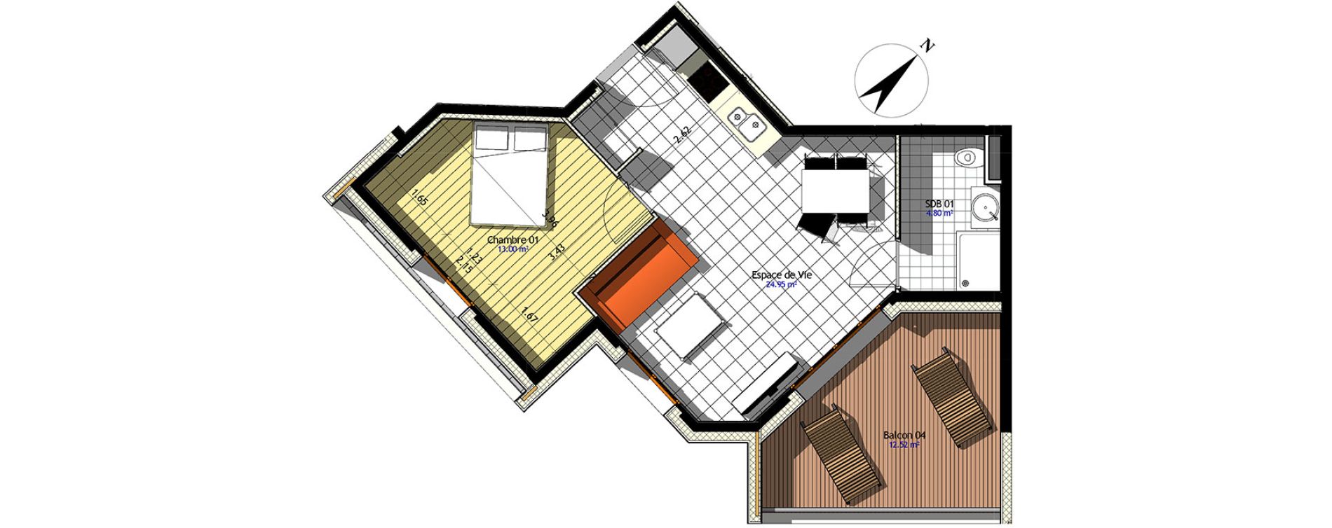 Appartement T2 de 42,76 m2 &agrave; Claye-Souilly Centre