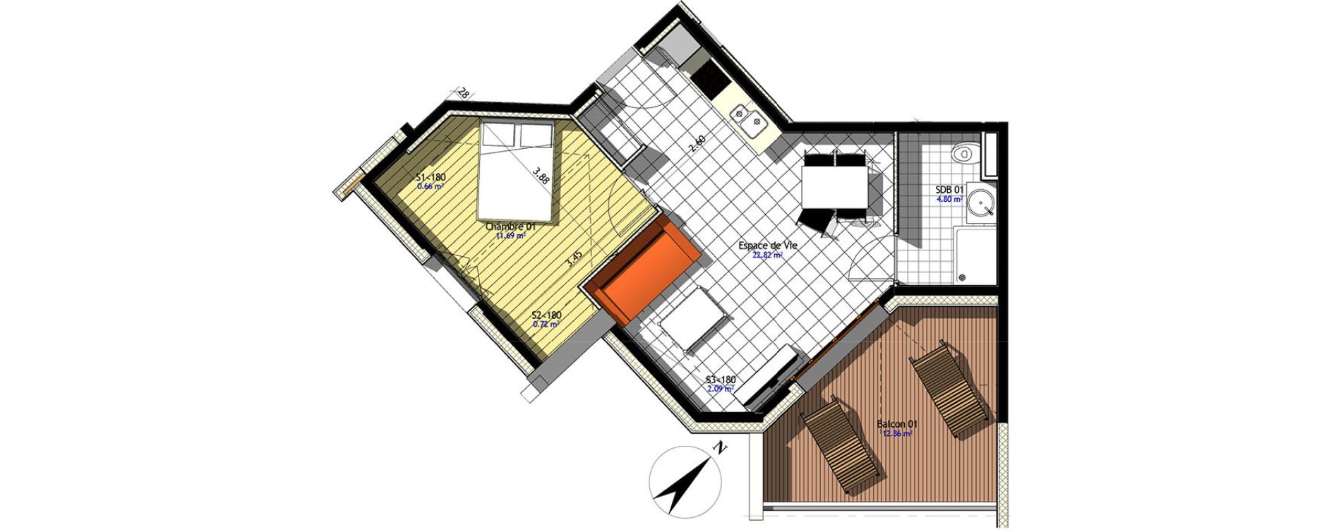 Appartement T2 de 39,31 m2 &agrave; Claye-Souilly Centre