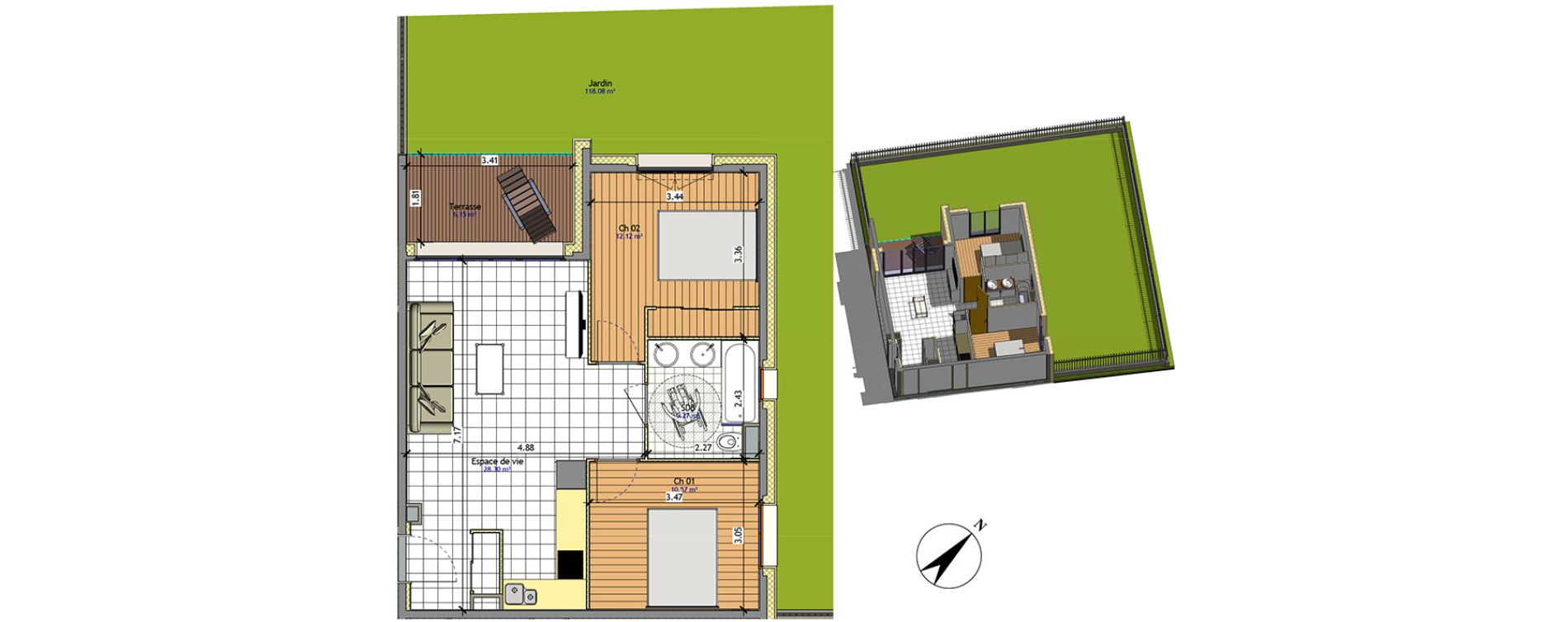 Appartement T3 de 56,26 m2 &agrave; Claye-Souilly Centre
