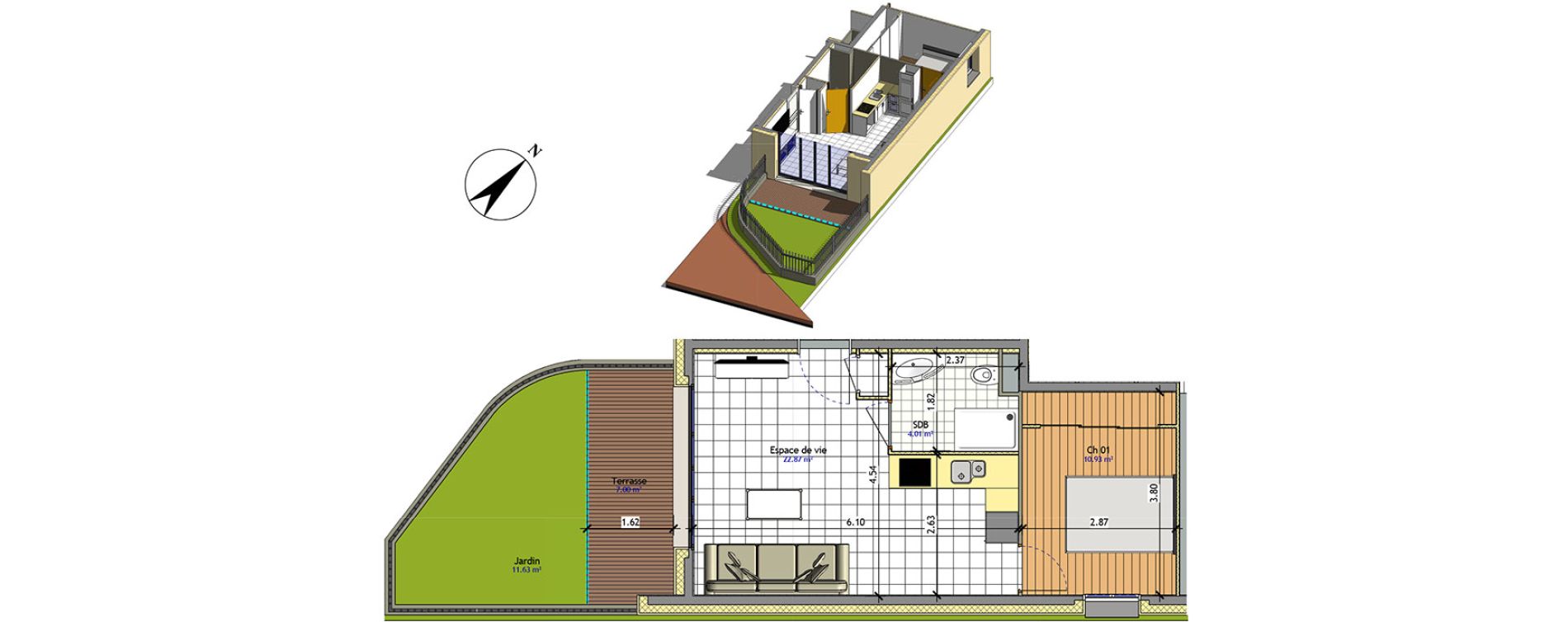 Appartement T2 de 37,82 m2 &agrave; Claye-Souilly Centre