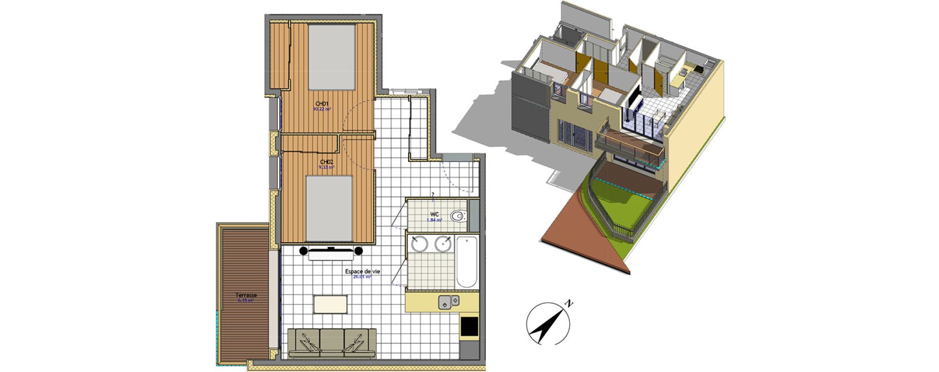 Appartement T3 de 51,16 m2 &agrave; Claye-Souilly Centre