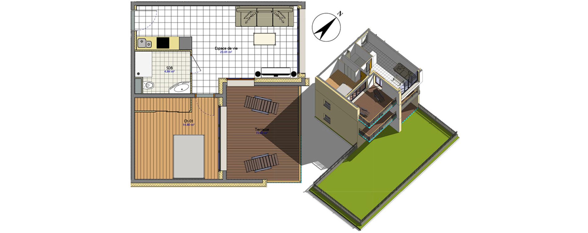 Appartement T2 de 42,65 m2 &agrave; Claye-Souilly Centre