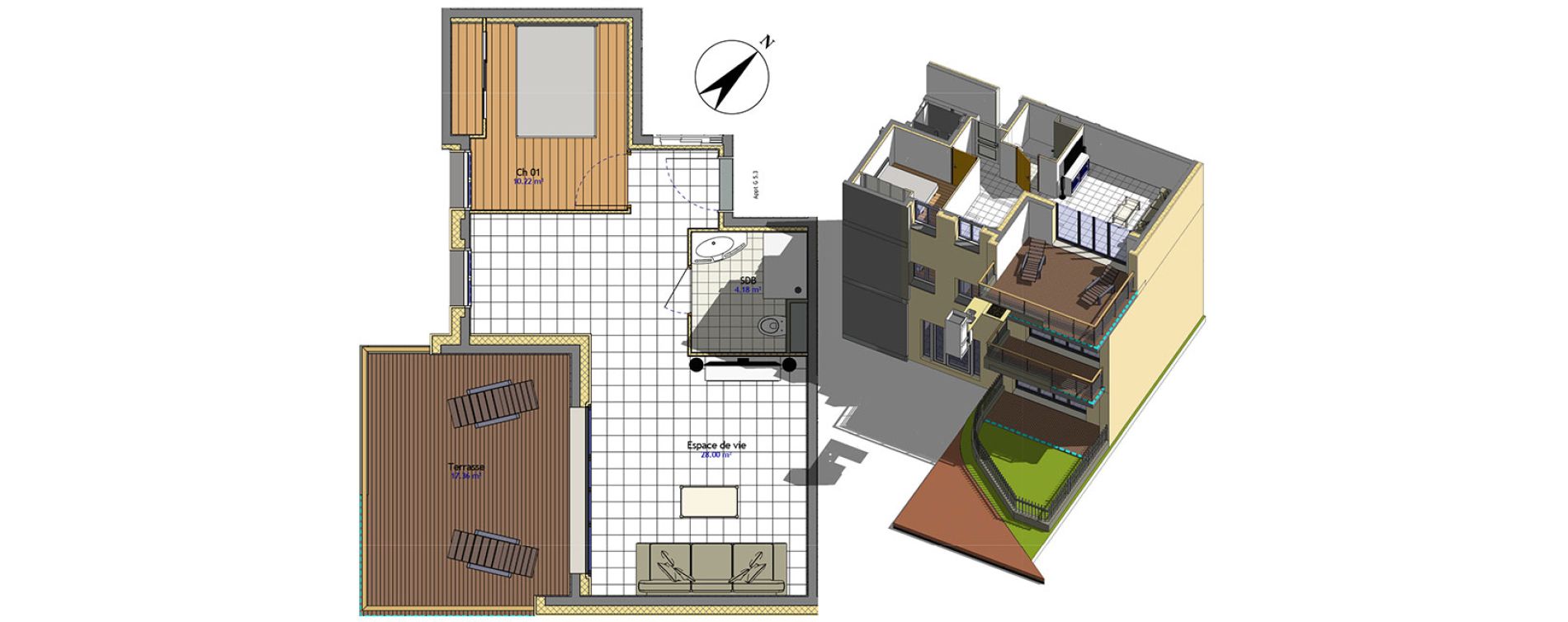 Appartement T2 de 42,40 m2 &agrave; Claye-Souilly Centre