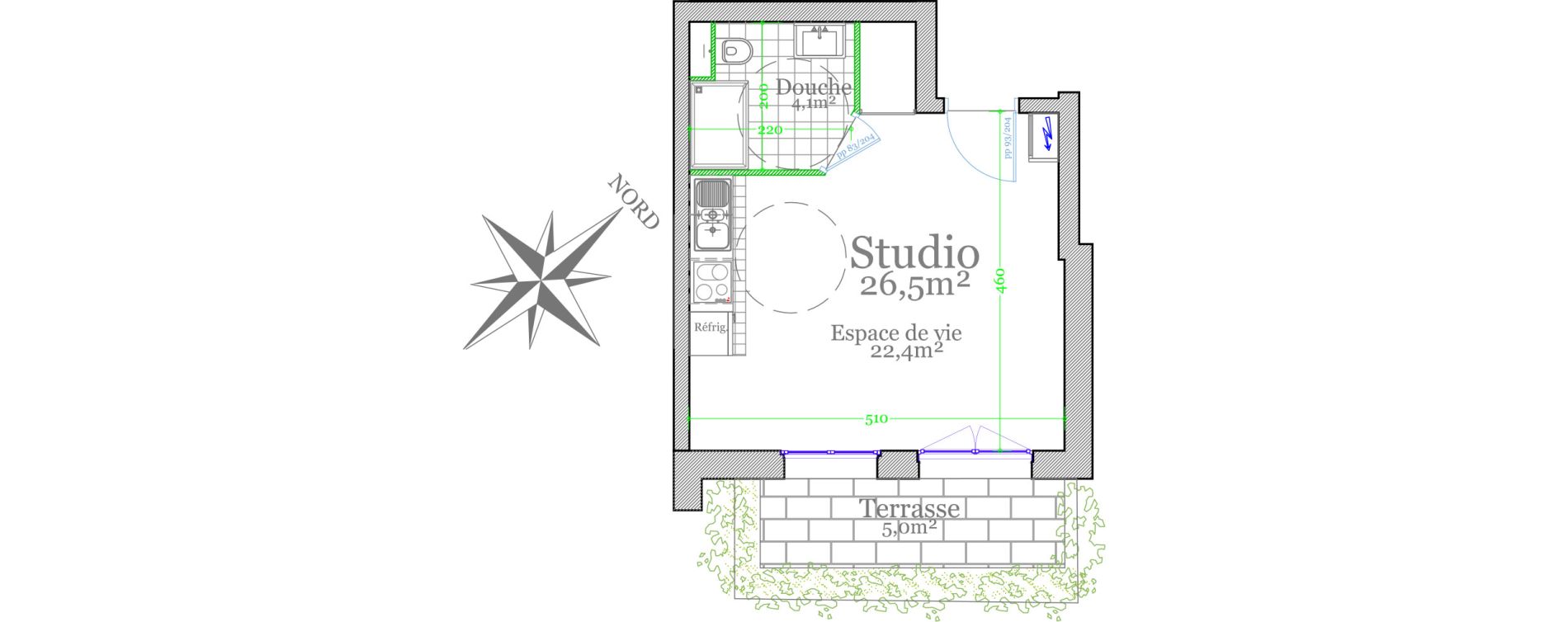 Studio de 26,50 m2 &agrave; Claye-Souilly Centre