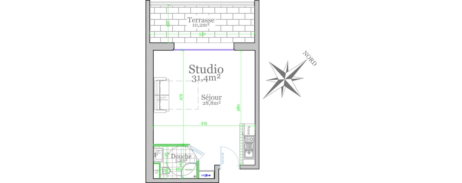 Studio de 31,40 m2 &agrave; Claye-Souilly Centre