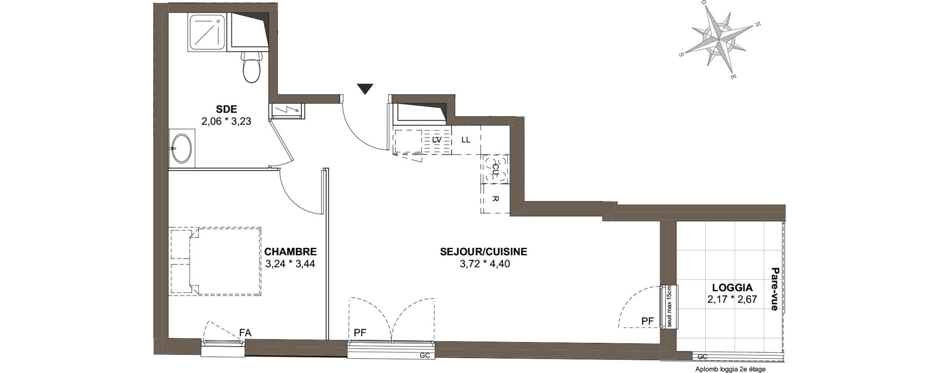 Appartement T2 de 43,35 m2 &agrave; Combs-La-Ville Mairie