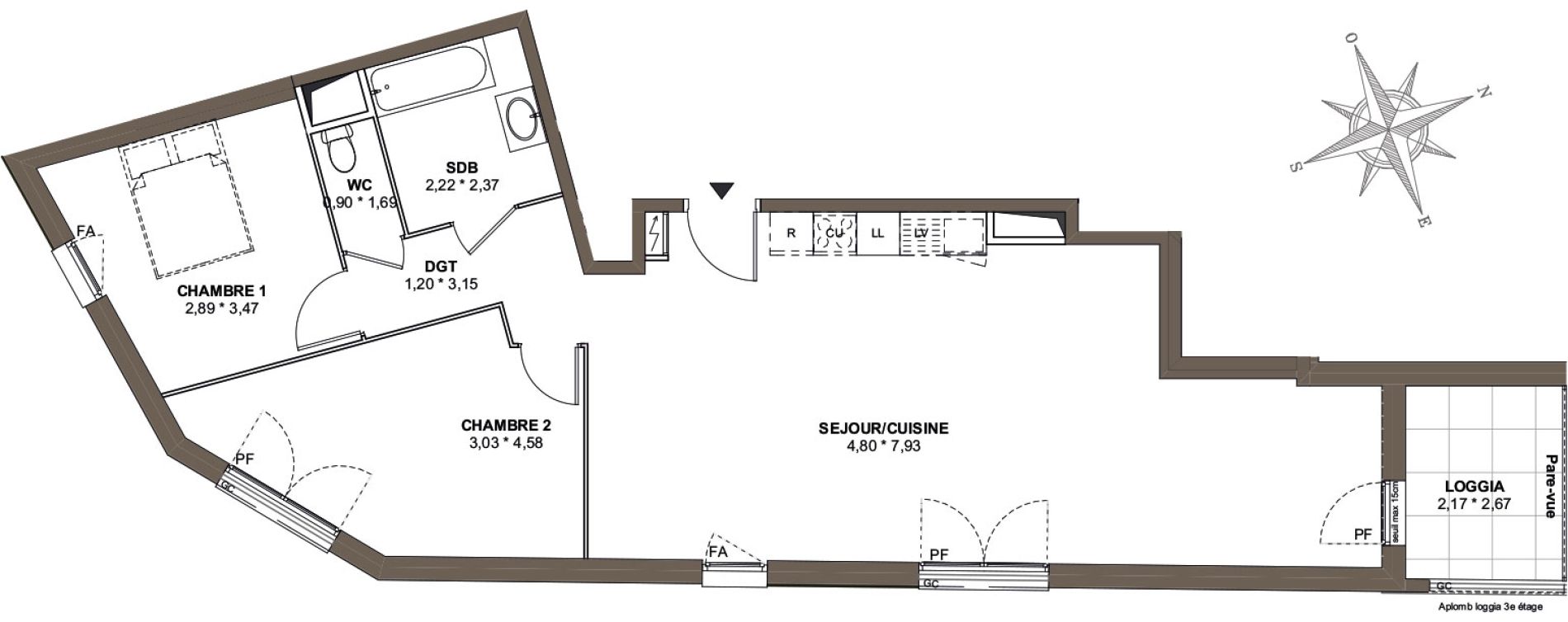 Appartement T3 de 80,98 m2 &agrave; Combs-La-Ville Mairie