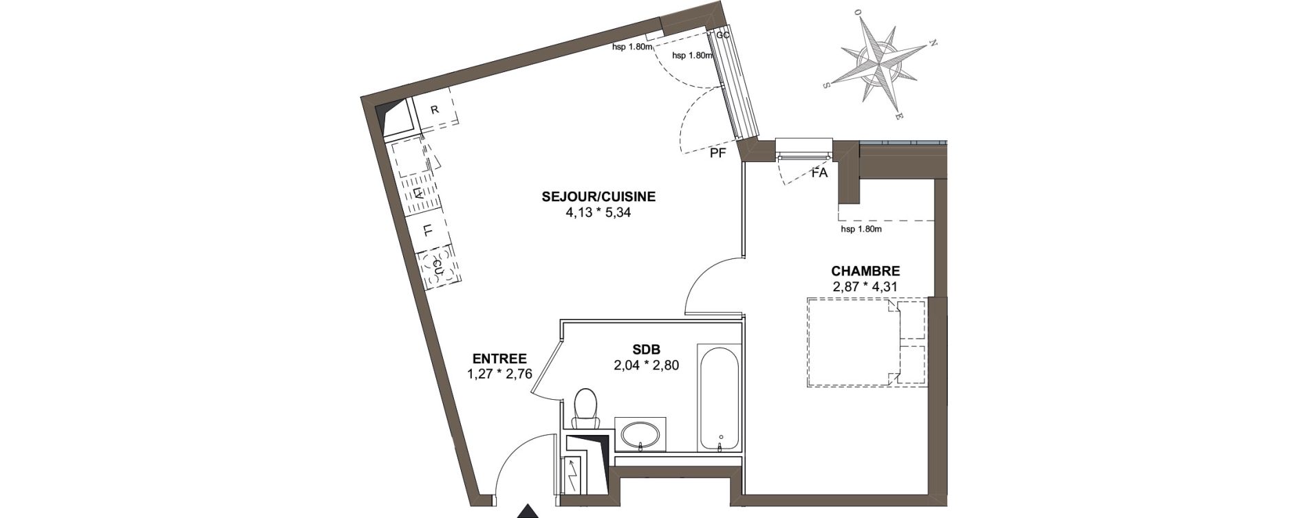 Appartement T2 de 44,85 m2 &agrave; Combs-La-Ville Mairie