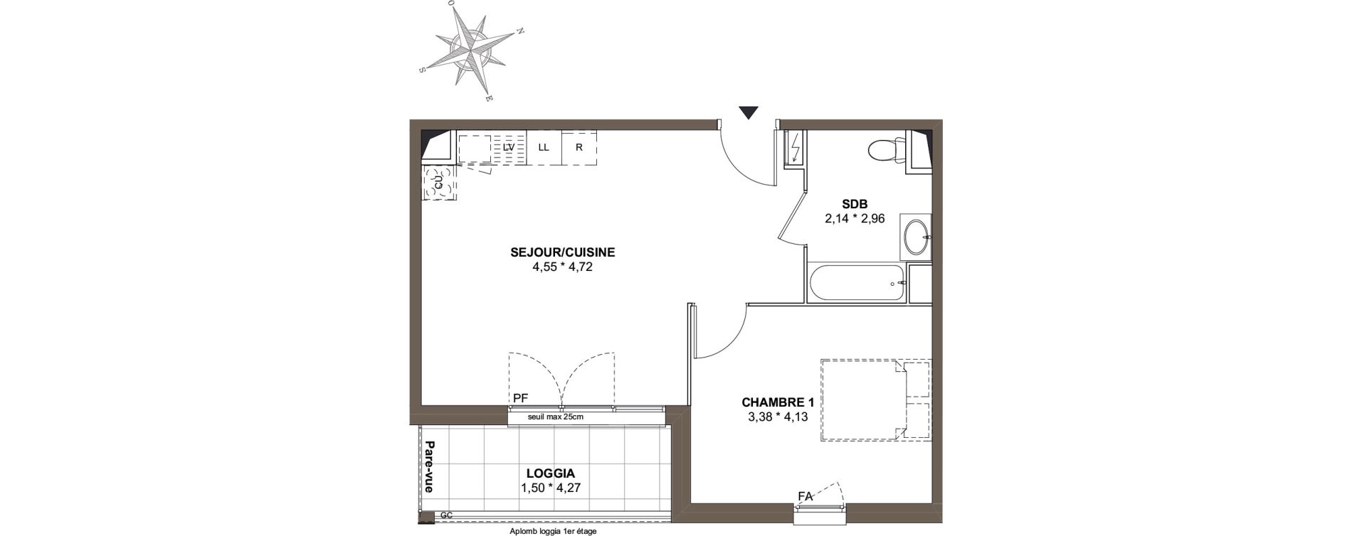 Appartement T2 de 46,42 m2 &agrave; Combs-La-Ville Mairie