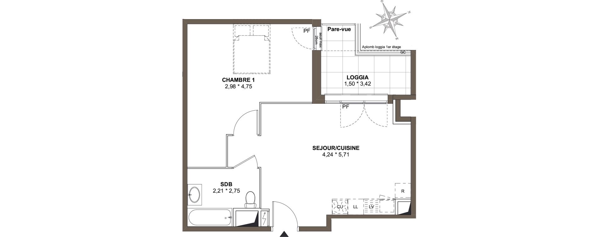 Appartement T2 de 50,51 m2 &agrave; Combs-La-Ville Mairie
