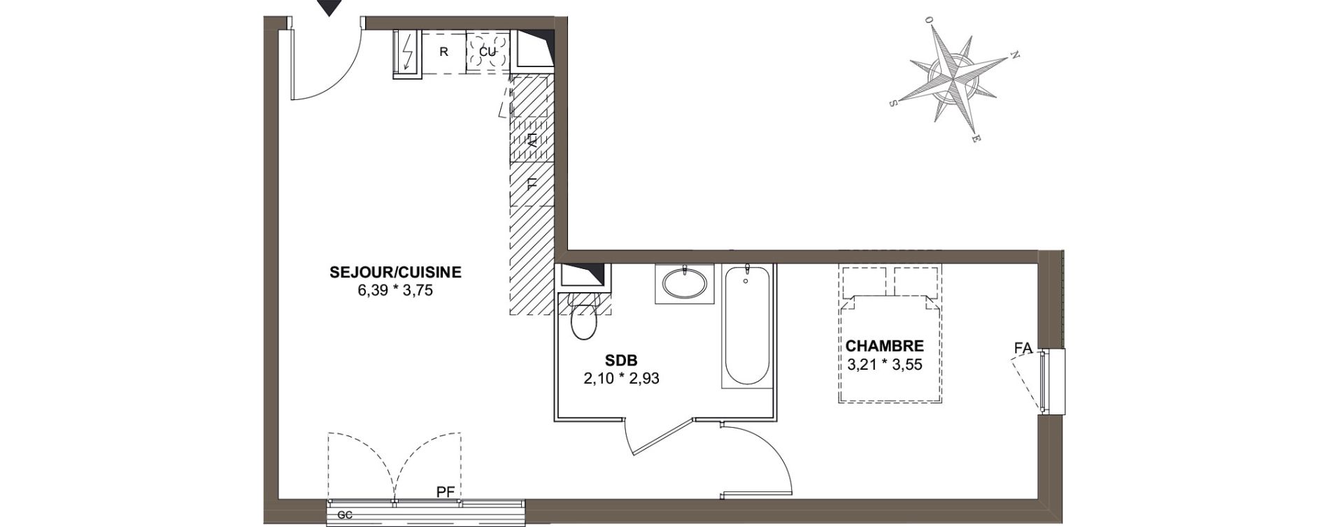 Appartement T2 de 43,75 m2 &agrave; Combs-La-Ville Mairie
