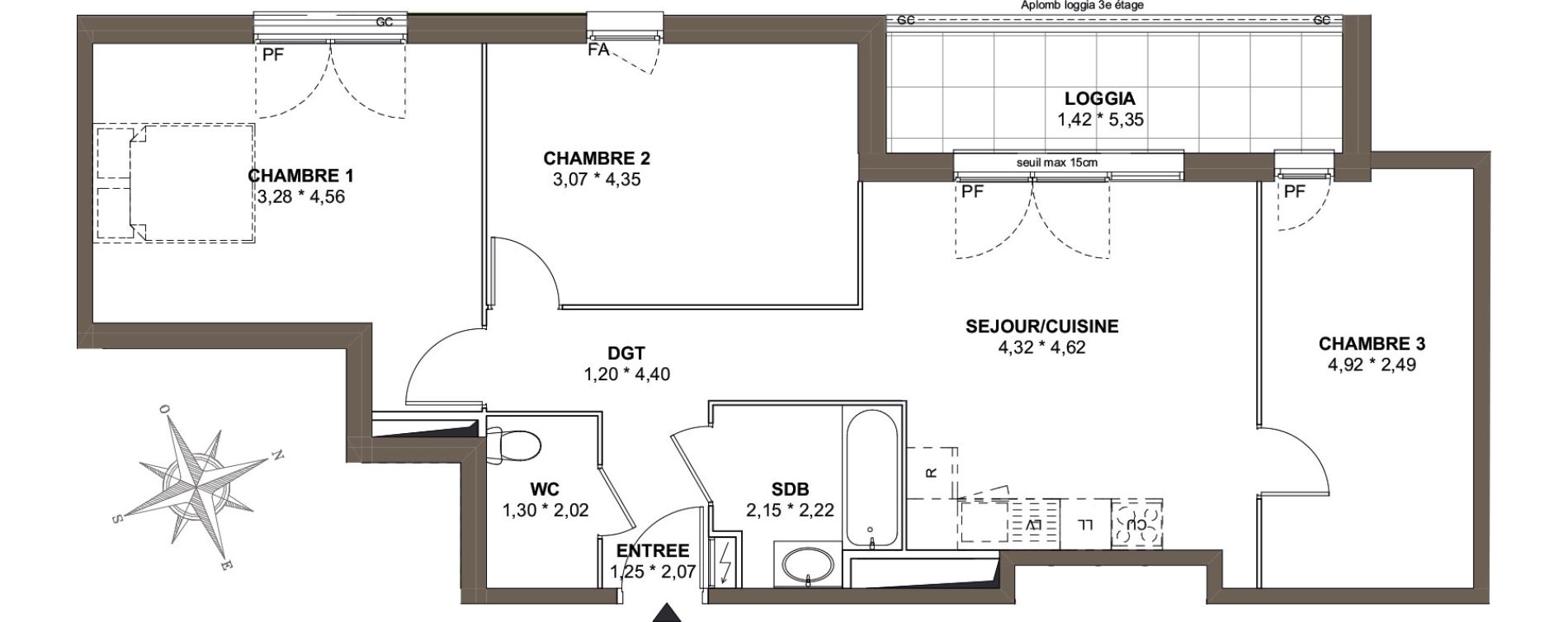 Appartement T4 de 75,48 m2 &agrave; Combs-La-Ville Mairie