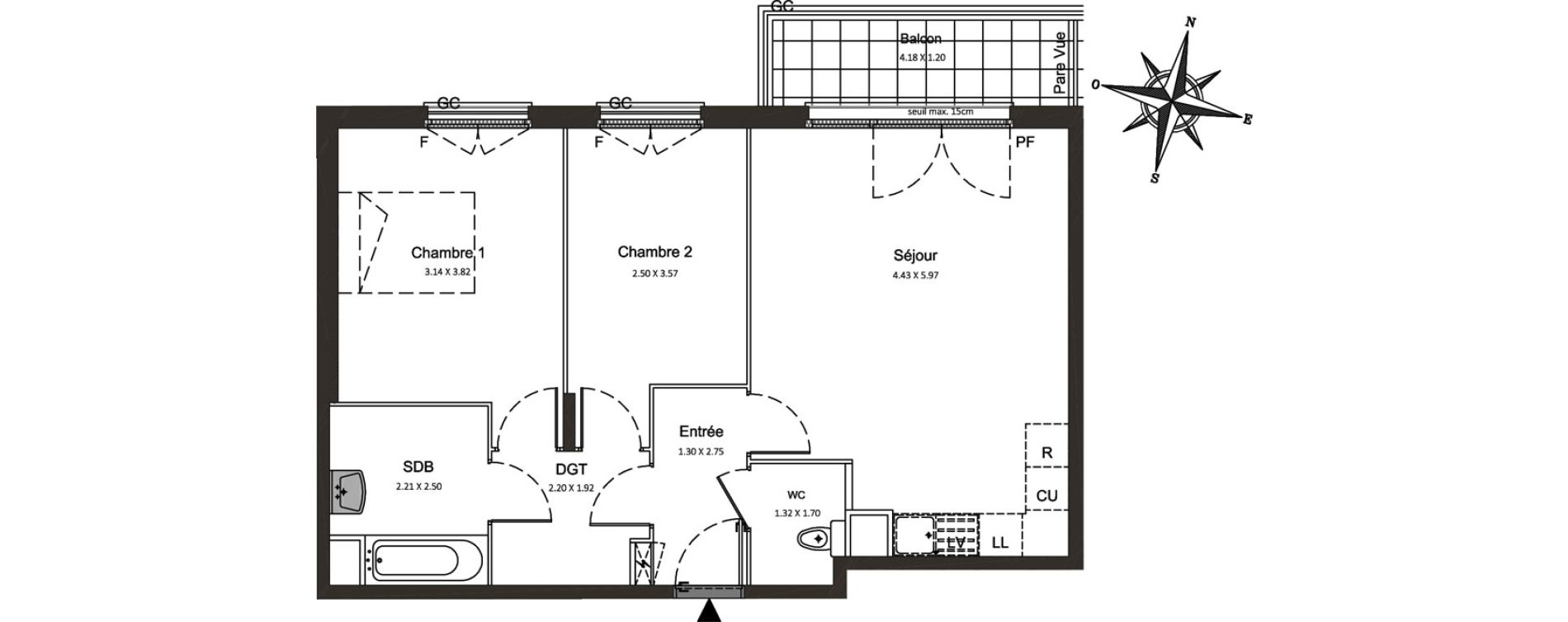 Appartement T3 de 61,51 m2 &agrave; Combs-La-Ville Centre