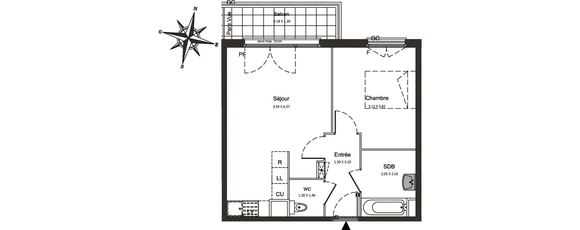 Appartement T2 de 43,53 m2 &agrave; Combs-La-Ville Centre