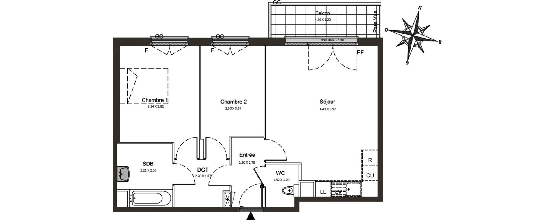 Appartement T3 de 61,51 m2 &agrave; Combs-La-Ville Centre