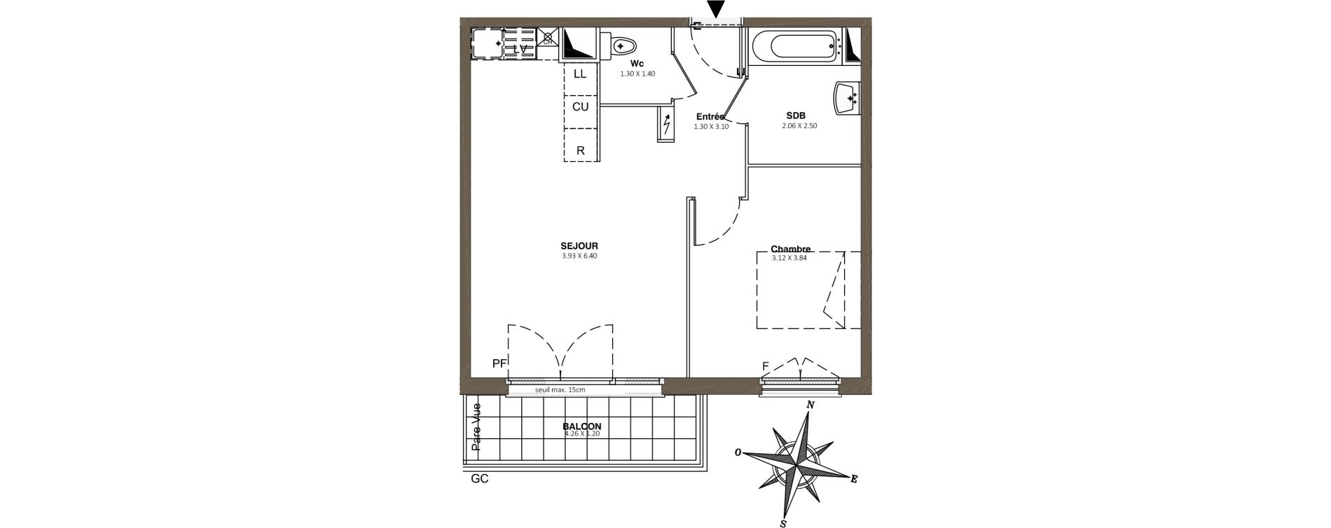 Appartement T2 de 43,84 m2 &agrave; Combs-La-Ville Centre