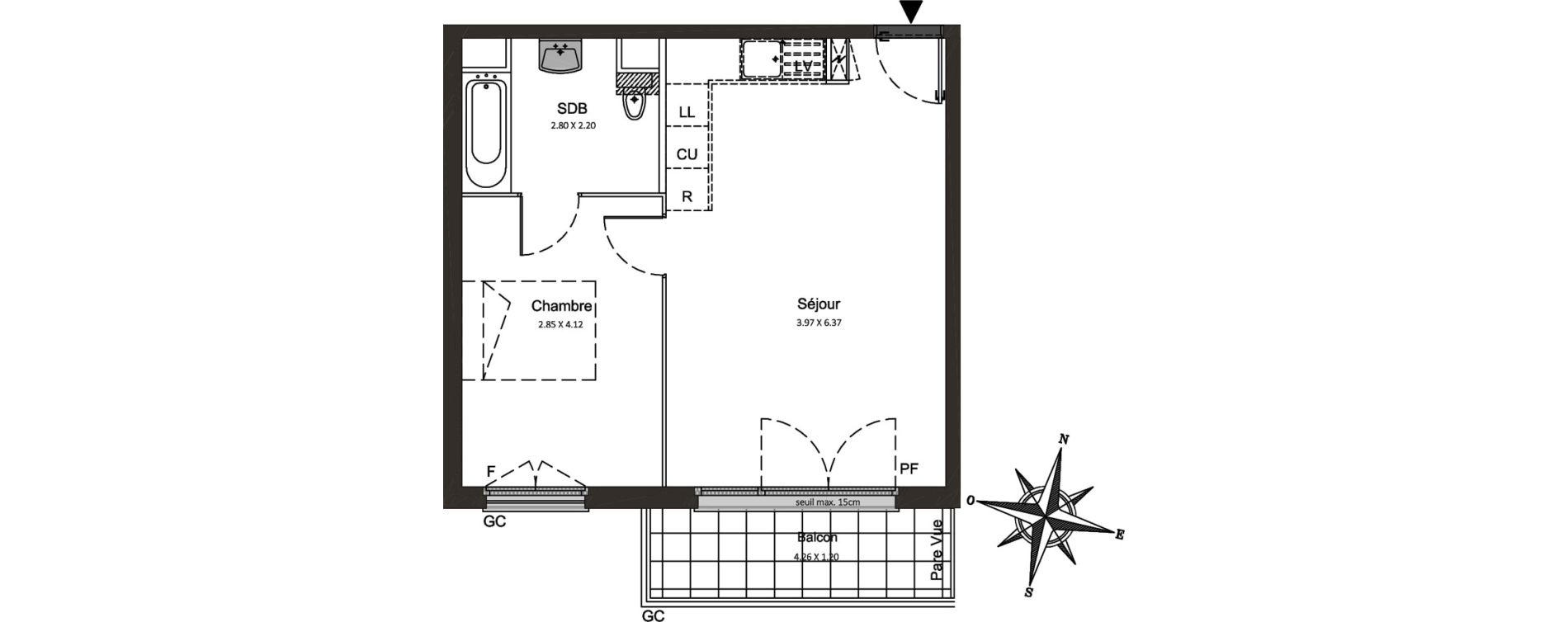 Appartement T2 de 42,34 m2 &agrave; Combs-La-Ville Centre