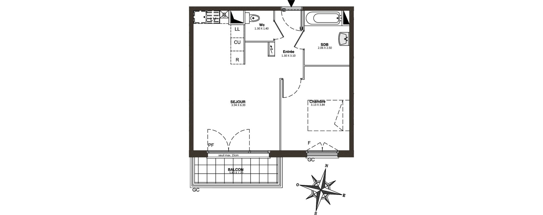 Appartement T2 de 43,84 m2 &agrave; Combs-La-Ville Centre