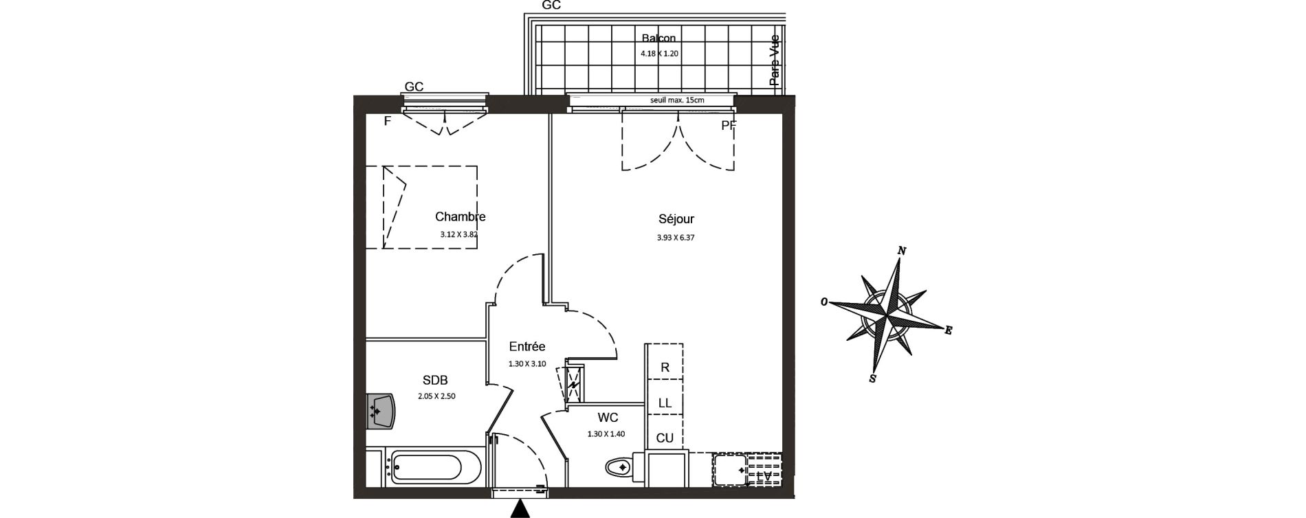 Appartement T2 de 43,53 m2 &agrave; Combs-La-Ville Centre