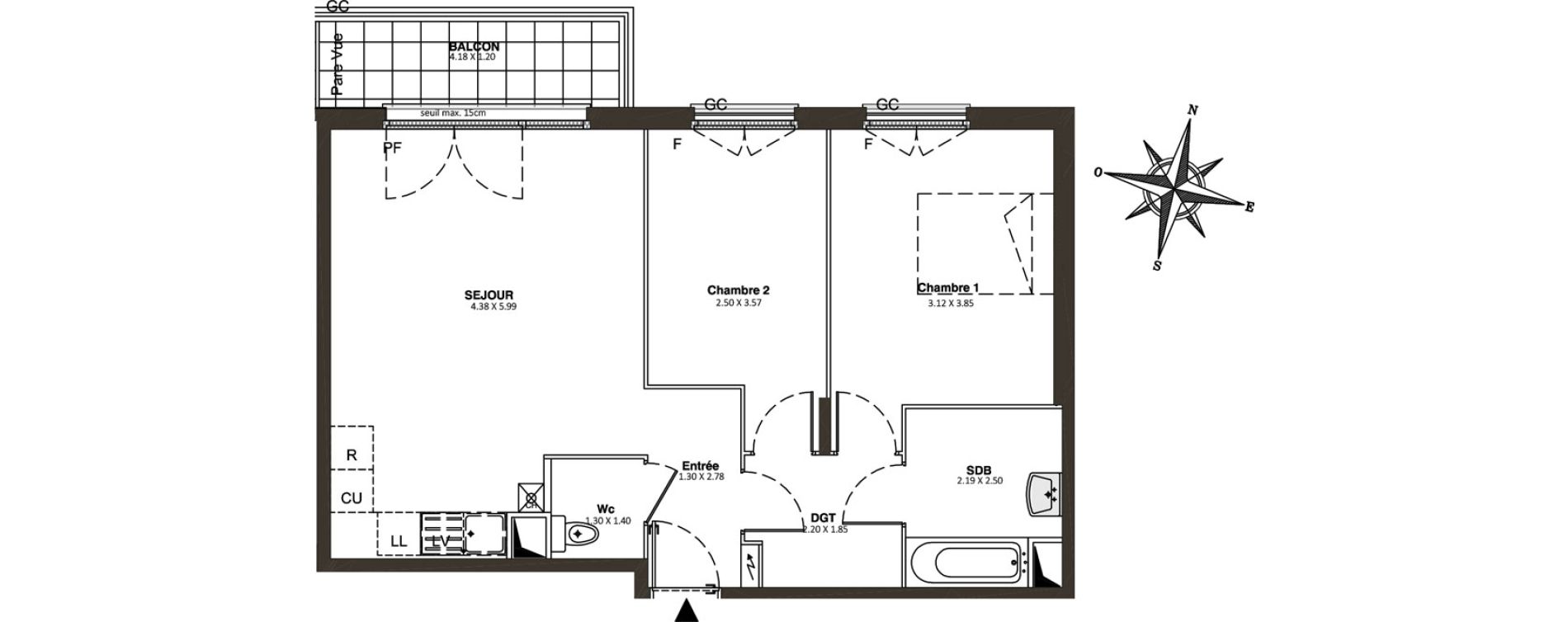 Appartement T3 de 60,92 m2 &agrave; Combs-La-Ville Centre