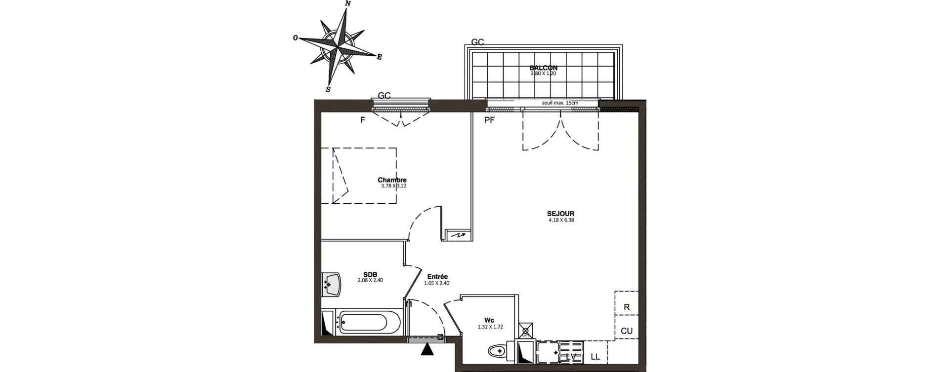 Appartement T2 de 47,02 m2 &agrave; Combs-La-Ville Centre